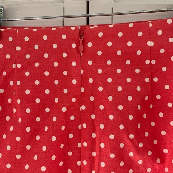 Ann Taylor Pink White Polka Dot Pencil Skirt - Picture 3 of 8